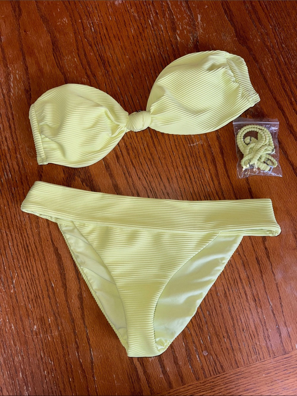 Billabong Lime Green Ribbed Bandeau Bikini Set